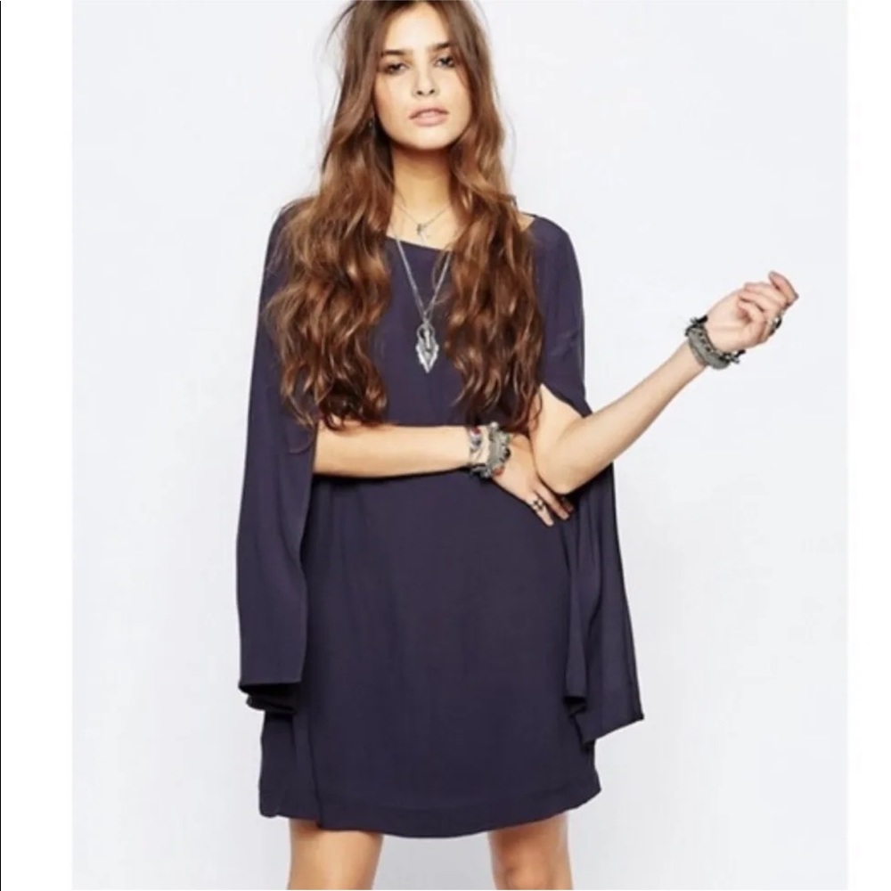 NWT FREE PEOPLE Some Like It Hot Cape Dress with Split Sleeves in Mineral S - Picture 10 of 13